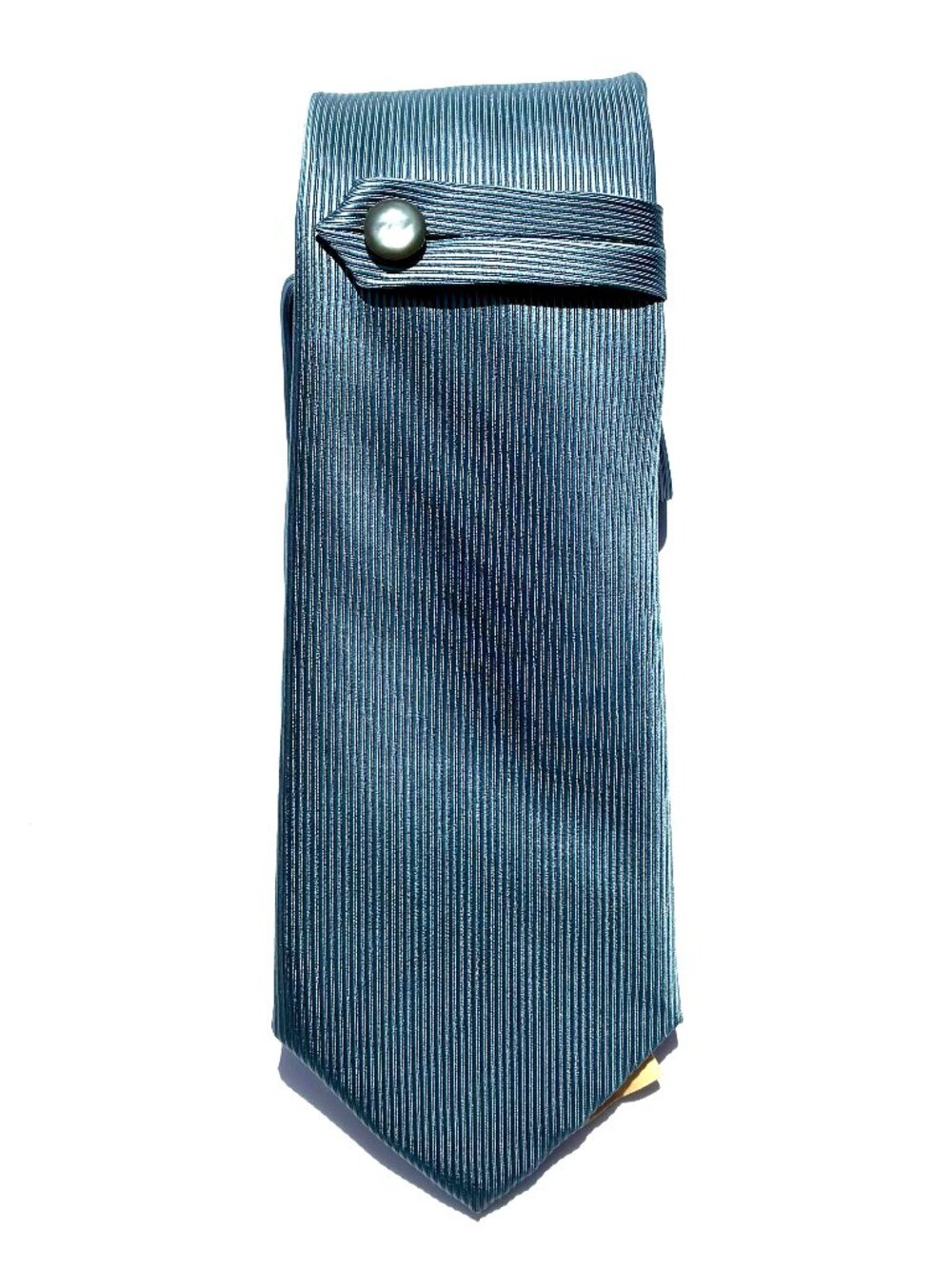 VTG Men’s X’Andrini 100% Italian Silk Ribbed Slate Blue Necktie w/Button, NWT
